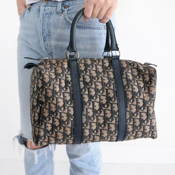Christian Dior Trotter Navy Diorissimo Boston Bag Purse Handbag - Picture 3 of 17
